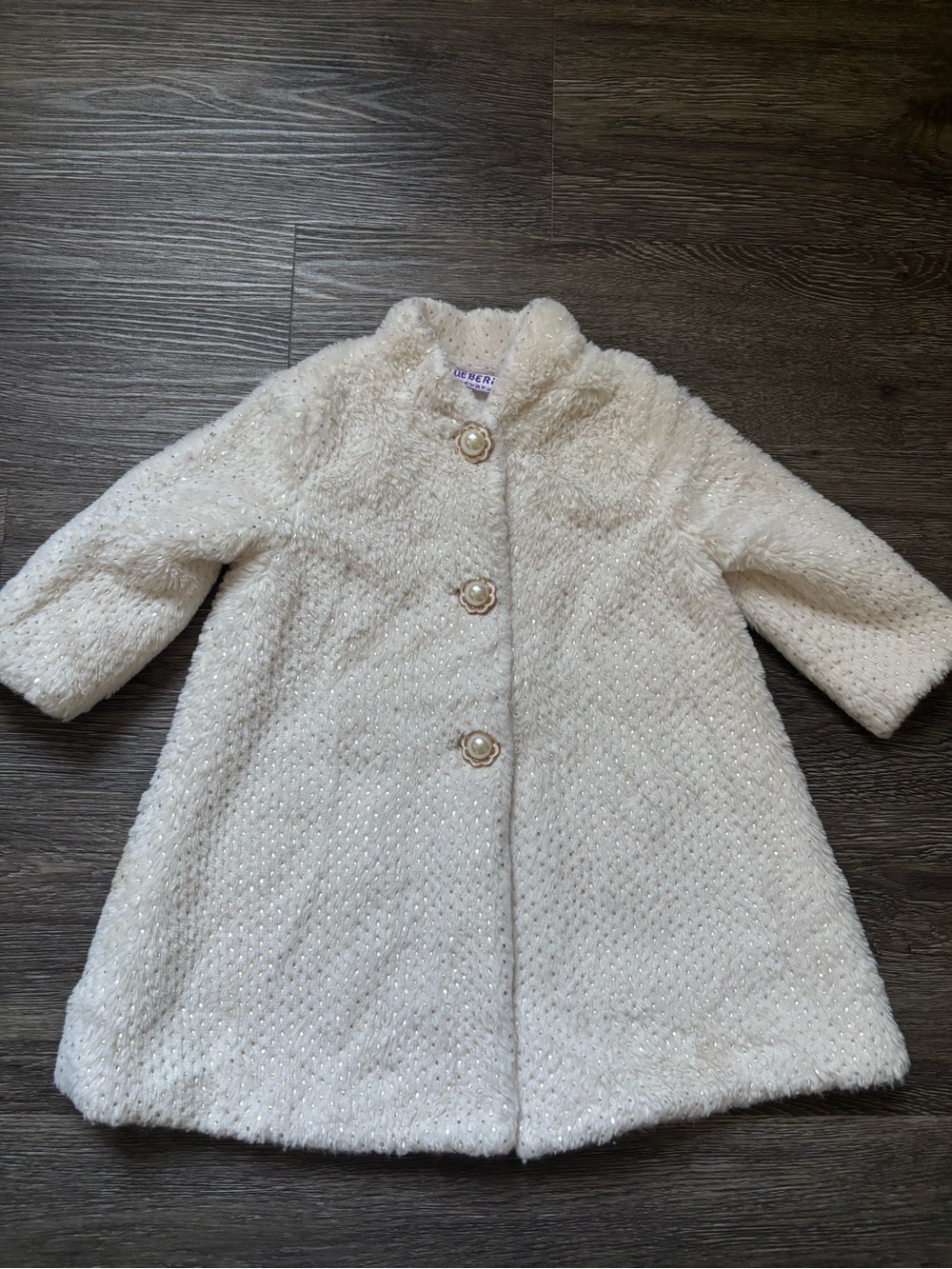 Blueberi Boulevard Cream Sparkle Pearl-Button Peacoat